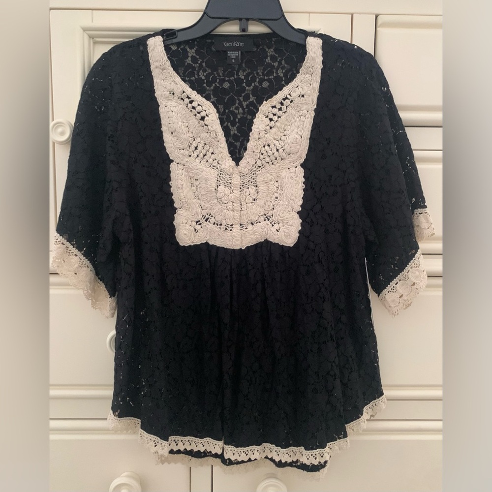 New Karen Kane black lace top.